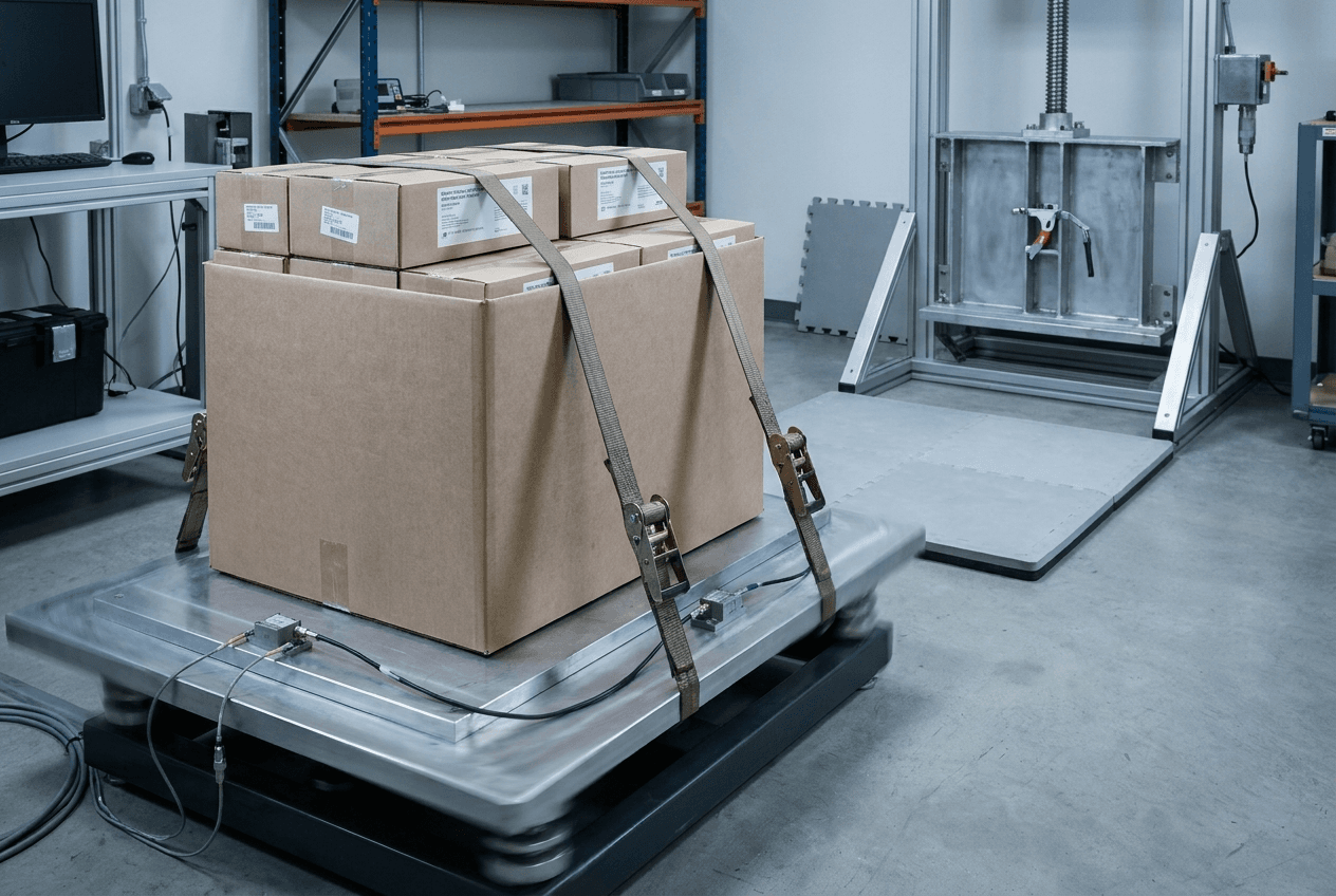 Distribution simulation testing - drop, vibration, compression