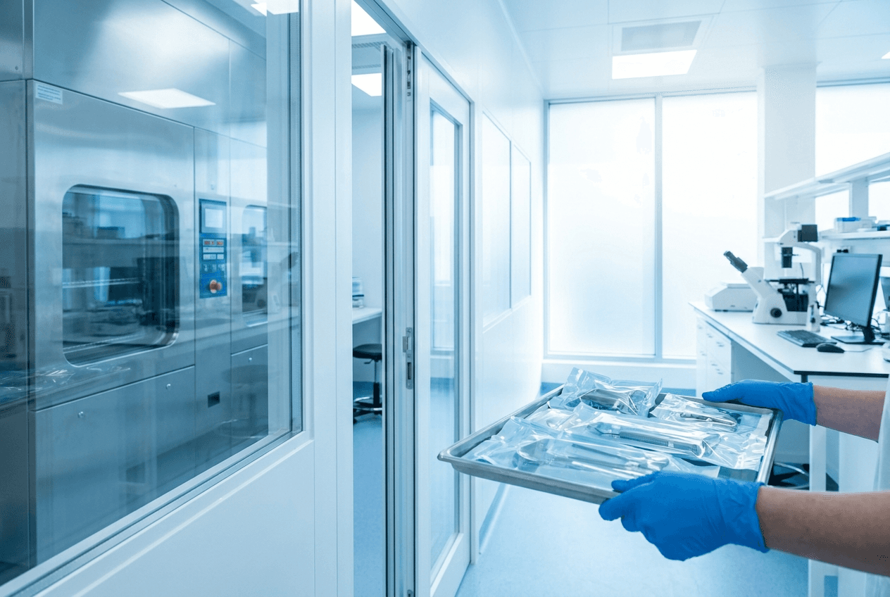 Chain of custody - sterilized devices transferred from sterilization to package testing on one campus